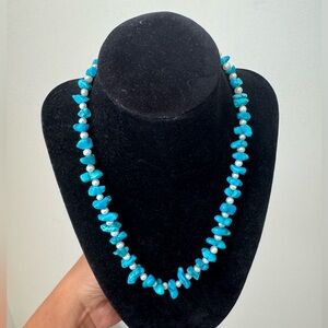 Turquoise Color Bead Nugget Necklace Choker with white pearls Y2K 90s